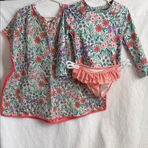Cat & Jack Floral Rashguard Set - Pink, Green, Purple
